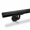 Trapleuning zwart - rond smal - met leuninghouders type 2- op maat - voor buiten - zwarte poedercoating - RAL 9005