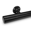 Trapleuning zwart - rond - met leuninghouders type 4 - op maat - voor buiten - zwarte poedercoating - RAL 9005