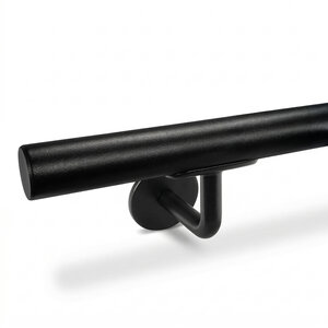 Trapleuning zwart - rond smal - met houders type 3