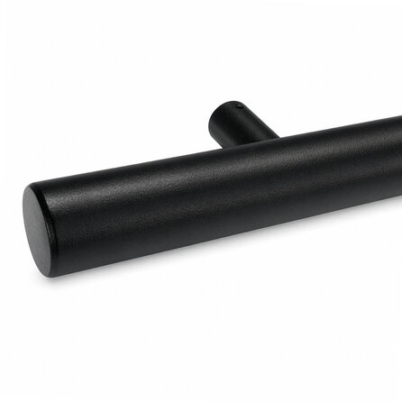 Trapleuning zwart - rond - met leuninghouders type 14 - op maat - zwarte poedercoating - RAL 9005