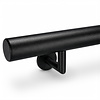 Trapleuning zwart - rond - met leuninghouders type 3 luxe - op maat - zwarte poedercoating - RAL 9005