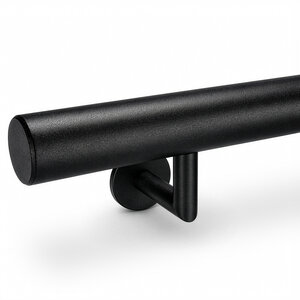 Trapleuning zwart - rond - met houders type 3 luxe