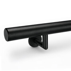 Trapleuning zwart - rond smal - met houders type 3 luxe