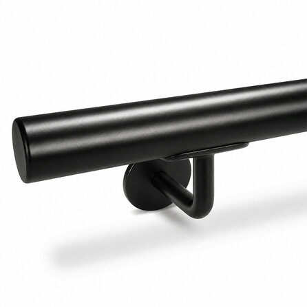 Trapleuning zwart - rond - met leuninghouders type 3
