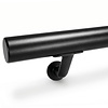 Trapleuning zwart - rond - met leuninghouders type 7 luxe - op maat - zwarte poedercoating - RAL 9005