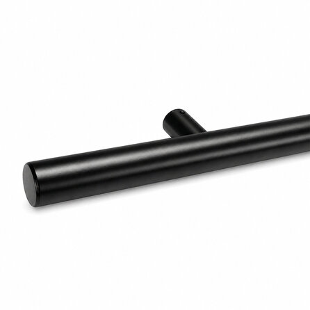 Trapleuning zwart - rond smal - met leuninghouders type 14 - op maat - zwarte poedercoating - RAL 9005