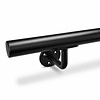 Trapleuning zwart - rond smal - met leuninghouders type 1 - op maat - zwarte poedercoating - RAL 9005