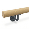 TEST - Eiken trapleuning - rond (40 mm) - houten leuning met leuninghouders type 1 - op maat - geborsteld RVS 304 - onbehandeld eikenhout TEST - Eiken trapleuning - rond (40 mm) - houten leuning met leuninghouders type 1 - op maat - geborsteld RVS 304 - onbehandeld eikenhout