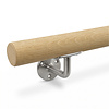 TEST - Eiken trapleuning - rond (40 mm) - houten leuning met leuninghouders type 1 - op maat - geborsteld RVS 304 - onbehandeld eikenhout TEST - Eiken trapleuning - rond (40 mm) - houten leuning met leuninghouders type 1 - op maat - geborsteld RVS 304 - onbehandeld eikenhout