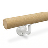 TEST - Eiken trapleuning - rond (40 mm) - houten leuning met leuninghouders type 1 - op maat - geborsteld RVS 304 - onbehandeld eikenhout TEST - Eiken trapleuning - rond (40 mm) - houten leuning met leuninghouders type 1 - op maat - geborsteld RVS 304 - onbehandeld eikenhout
