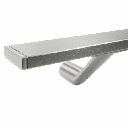 RVS trapleuning - rechthoekig (40x10 mm) - met leuninghouders type 7 - op maat - geborsteld RVS 304