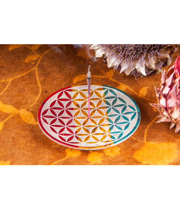 Wierookhouder flower of life, zeepsteen