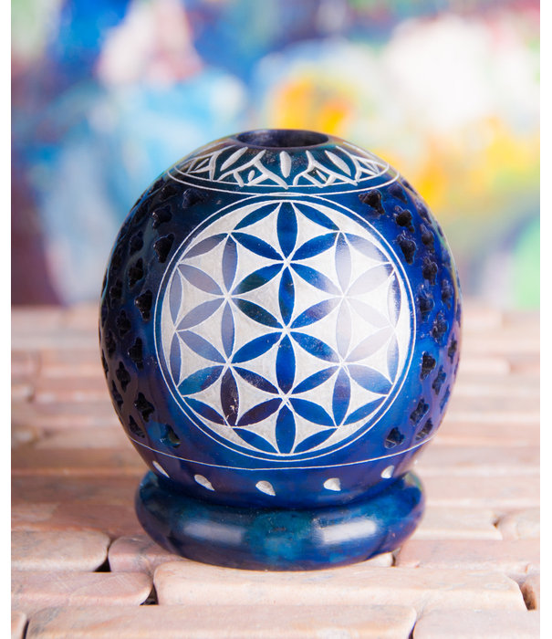 Theelicht blauw Flower of Life