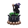 Beeldje zwarte kat "Spook" bubbelende cauldron 12cm