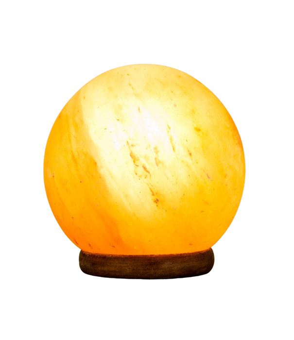 Zoutlamp bol met houten voet