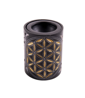 Aromalamp Flower of Life zwart met goud