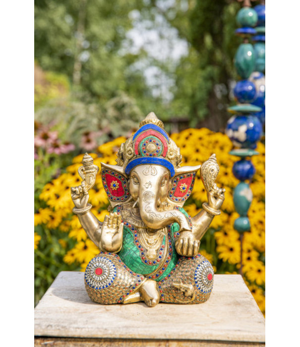 Ganesha beeld met mozaïek decoratie 30cm