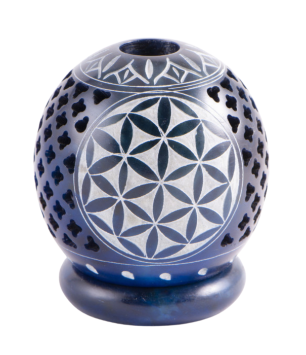 Theelicht blauw Flower of Life