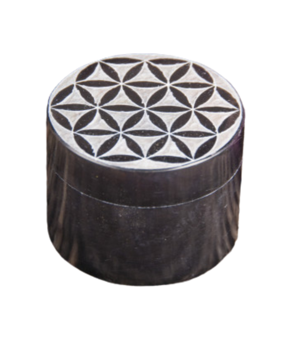 Zwart zeepsteen doosje flower of life