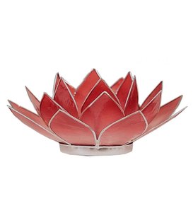 Lotus sfeerlicht roze/rood zilverrand *