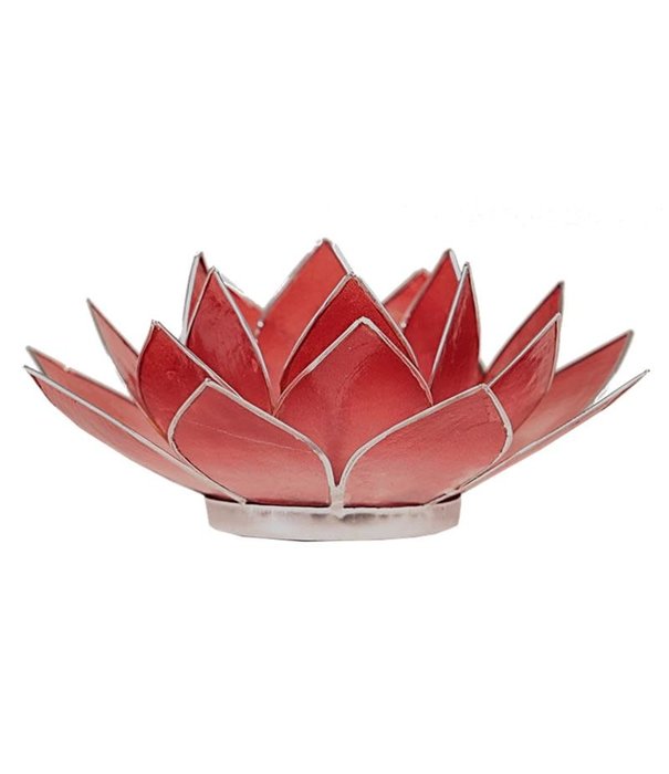 Lotus sfeerlicht roze/rood zilverrand *