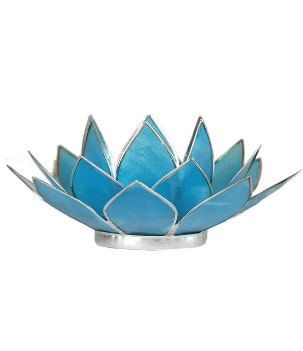 Lotus sfeerlicht blauw 5e chakra zilverrand *