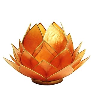 Lotus sfeerlicht oranje goudrand groot