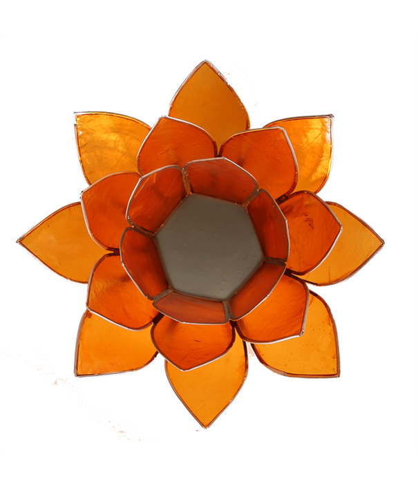 Lotus sfeerlicht oranje 2e chakra zilverrand*