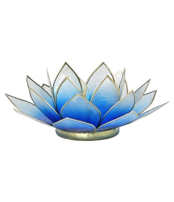 Lotus sfeerlicht blauw/wit 2-kleurig goudrand