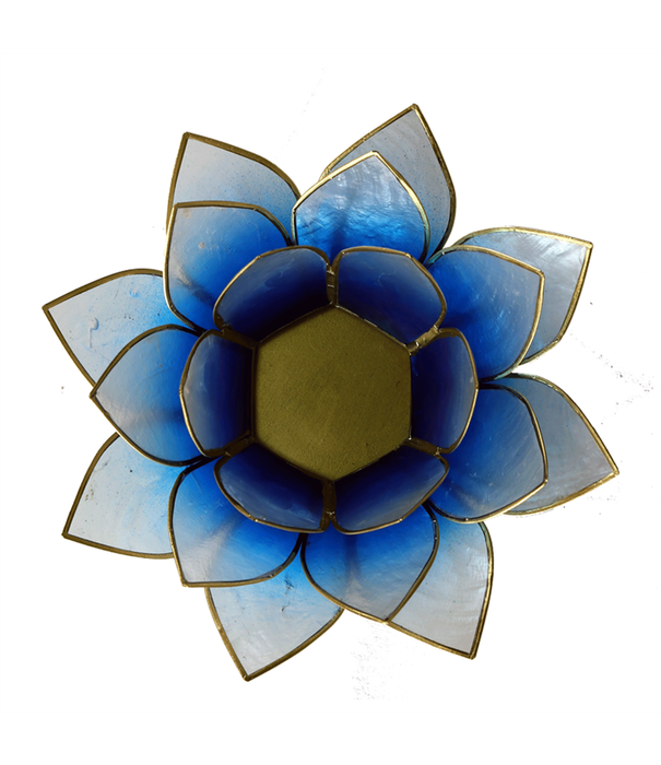 Lotus sfeerlicht blauw/wit 2-kleurig goudrand