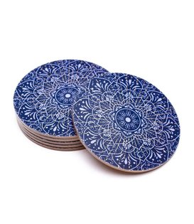 Mandala onderzetters donkerblauw set van 6