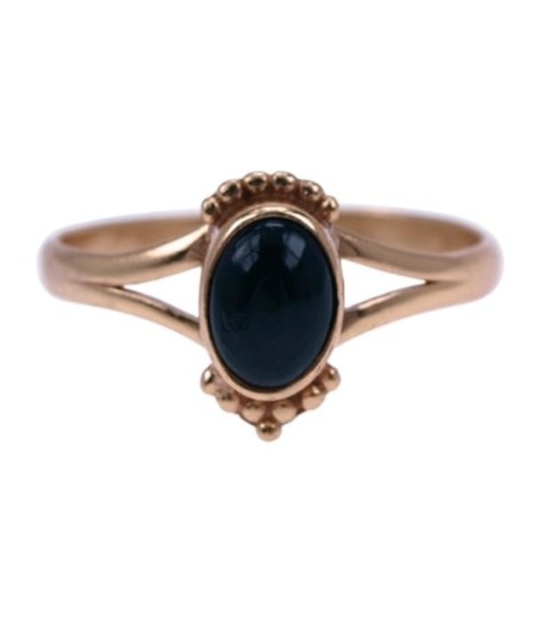 Zilveren ring Onyx Gold Plated