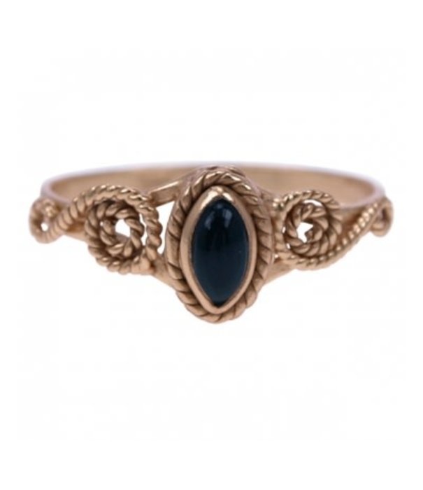 Zilveren ring Onyx Gold Plated