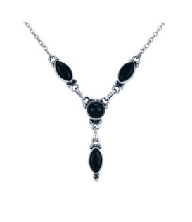 Zilveren collier choker Onyx