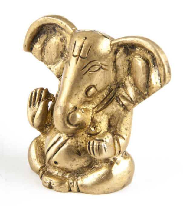 Ganesha zittend messing 4cm