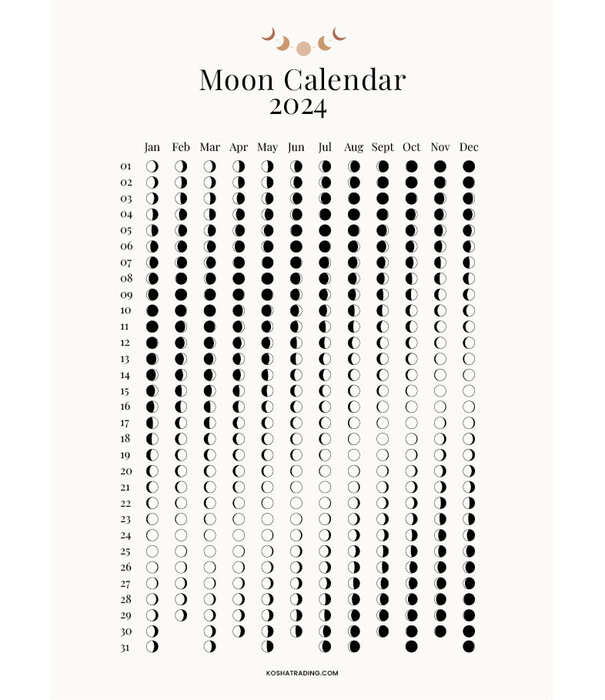 Maankalender 2024 postkaart