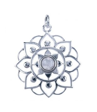 Zilveren hanger Lotus met Maansteen