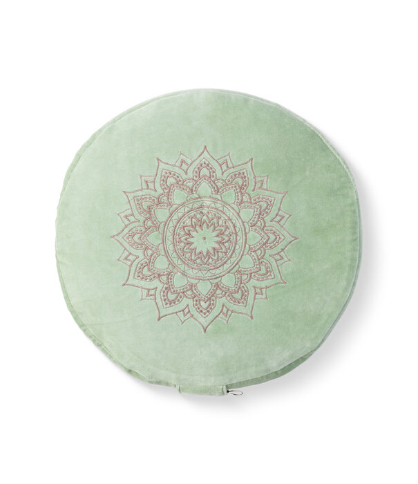 Deva Yoga - Meditatiekussen velvet - Light Green Mandala