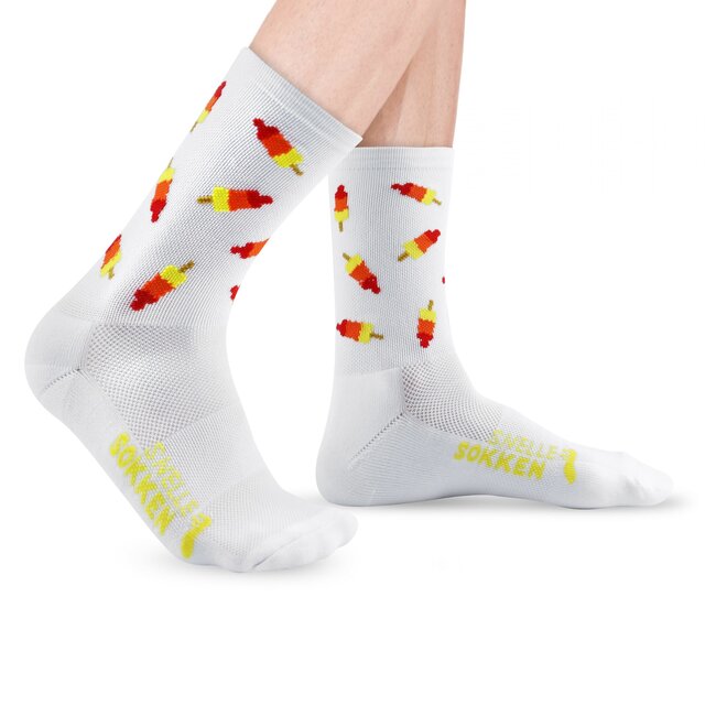 Snelle Sokken Hardloopsokken - Ice cream print - Wit