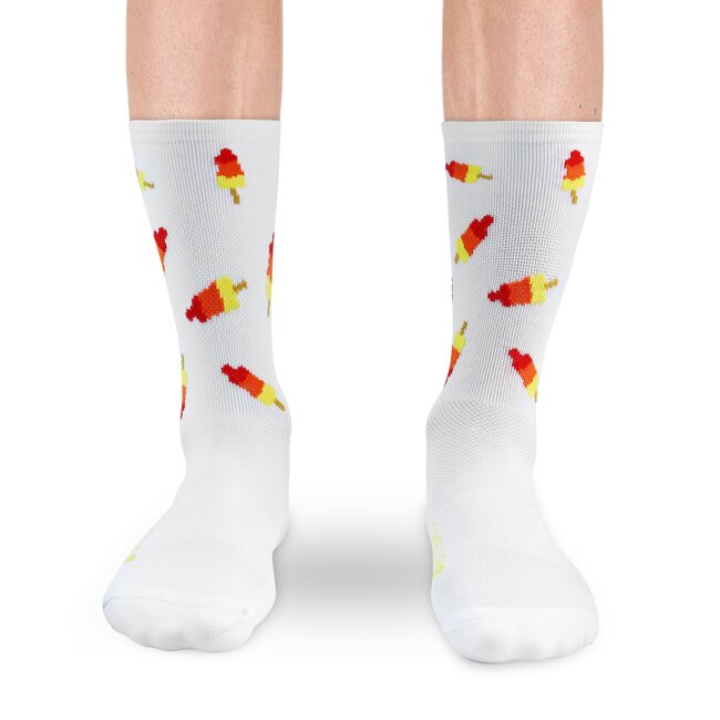 Snelle Sokken Hardloopsokken - Ice cream print - Wit