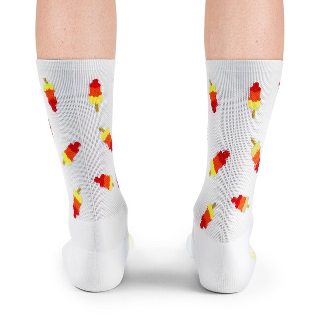 Snelle Sokken Hardloopsokken - Ice cream print - Wit