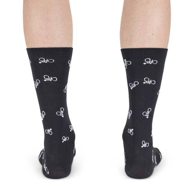 Snelle Sokken Fietssokken - Biker print - Zwart