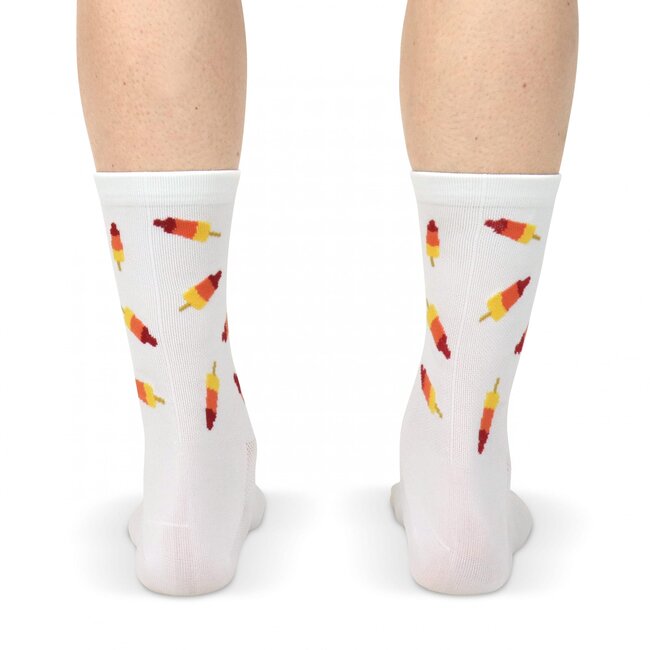 Snelle Sokken Fietssokken - Ice cream print - Wit