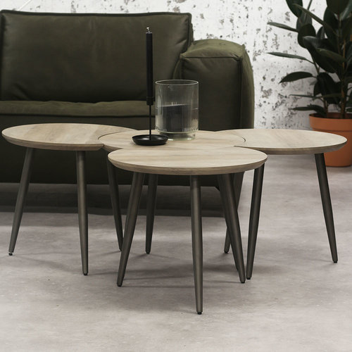 Kona Couchtisch Rund Industrial 4er Set Kona Couchtisch Rund Industrial 4er Set