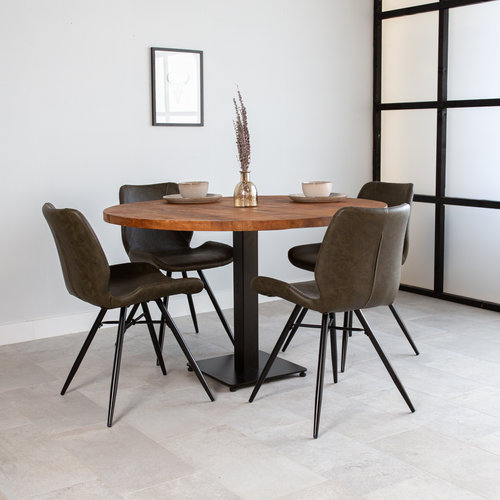 Bistrotisch Rund Industrial Mangoholz 120x120cm Bistrotisch Rund Industrial Mangoholz 120x120cm