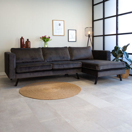 Gino Ecksofa Industrial 3-Sitzer Samt Anthrazit Rechts Gino Ecksofa Industrial 3-Sitzer Samt Anthrazit Rechts