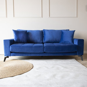 Brooks Sofa Industrial 3-Sitzer Samt Blau