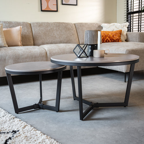 Brady Couchtisch Industrial 2er-Set Marmor Anthrazit Brady Couchtisch Industrial 2er-Set Marmor Anthrazit