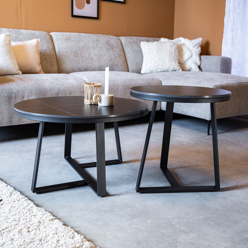 Tanner Couchtisch Industrial 2er-Set Marmor Schwarz Tanner Couchtisch Industrial 2er-Set Marmor Schwarz