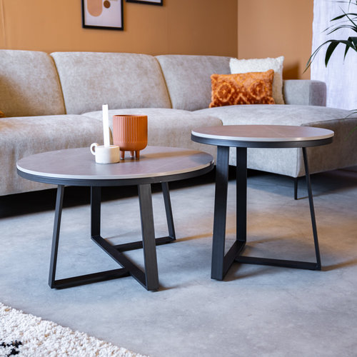 Tanner Couchtisch Industrial 2er-Set Marmor Anthrazit Tanner Couchtisch Industrial 2er-Set Marmor Anthrazit
